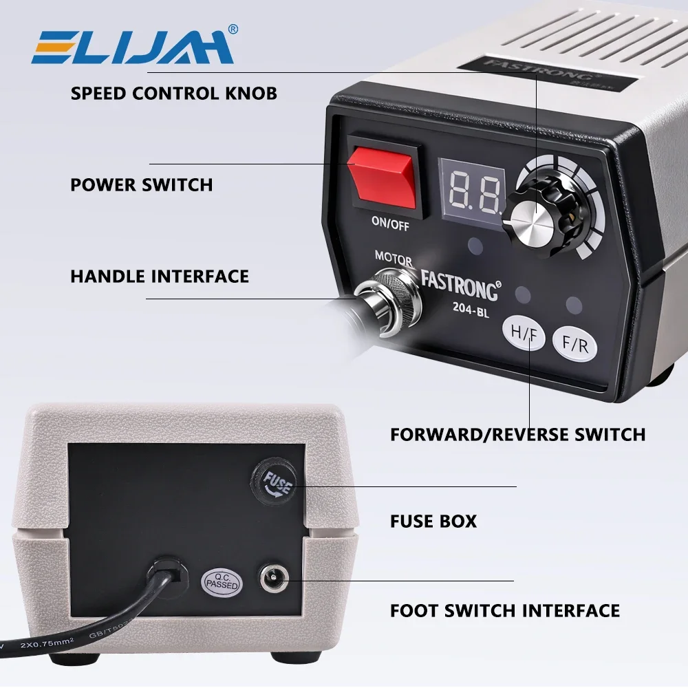 

ELIJAH 40000RPM Dental Brushless Motor Polishing Machine E-Type Micromotor Dental Handle Grinder Teeth Polish Manicure Tools