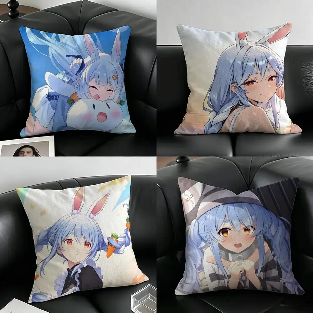 VTuber Usada Pekora Cushion Cover Natural Linen Pillowcase Set, All-in-One Decor for Sofa, Bedroom & Chair
