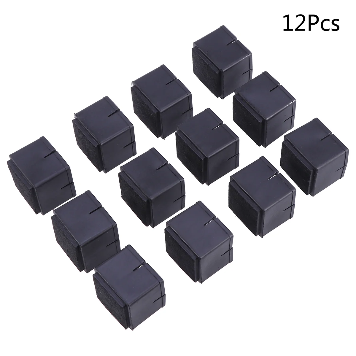 12 Uds. Gorros cuadrados para patas de silla, almohadillas para pies, cubiertas para muebles y mesas, protectores de suelo de madera, talla 8 (negro)