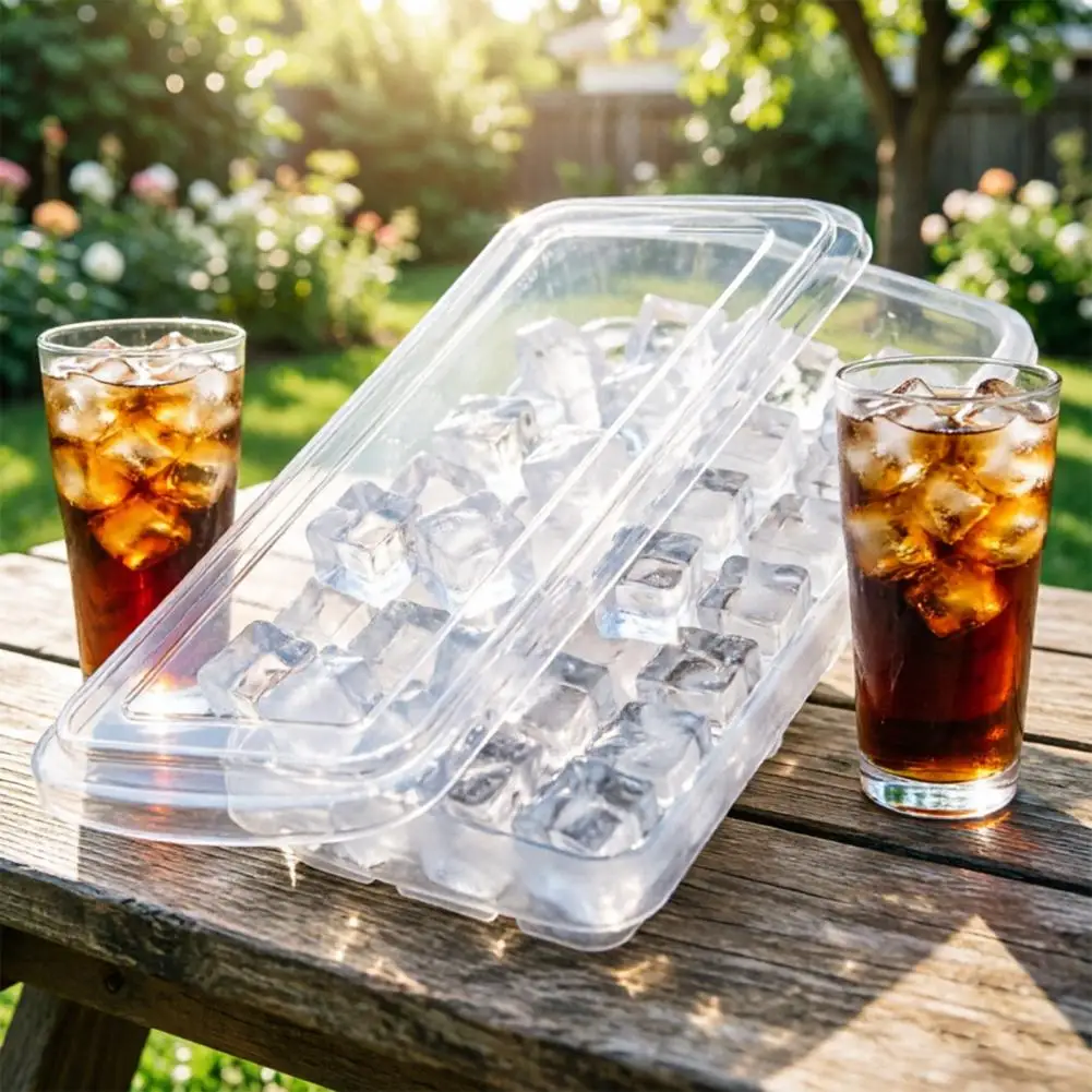 Ice Cube Mold Silicone Ice Tray Silicone Ice Cube Tray with Lid Stackable Food-grade Mold for Freezer Easy-release Leak-proof