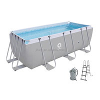 Jilong Avenli Hot Sales Rectangular Steel Frame Pool Ladder Swimming Pool with Sand Pump Large Container Pool 4.0m*2.0m*99cm