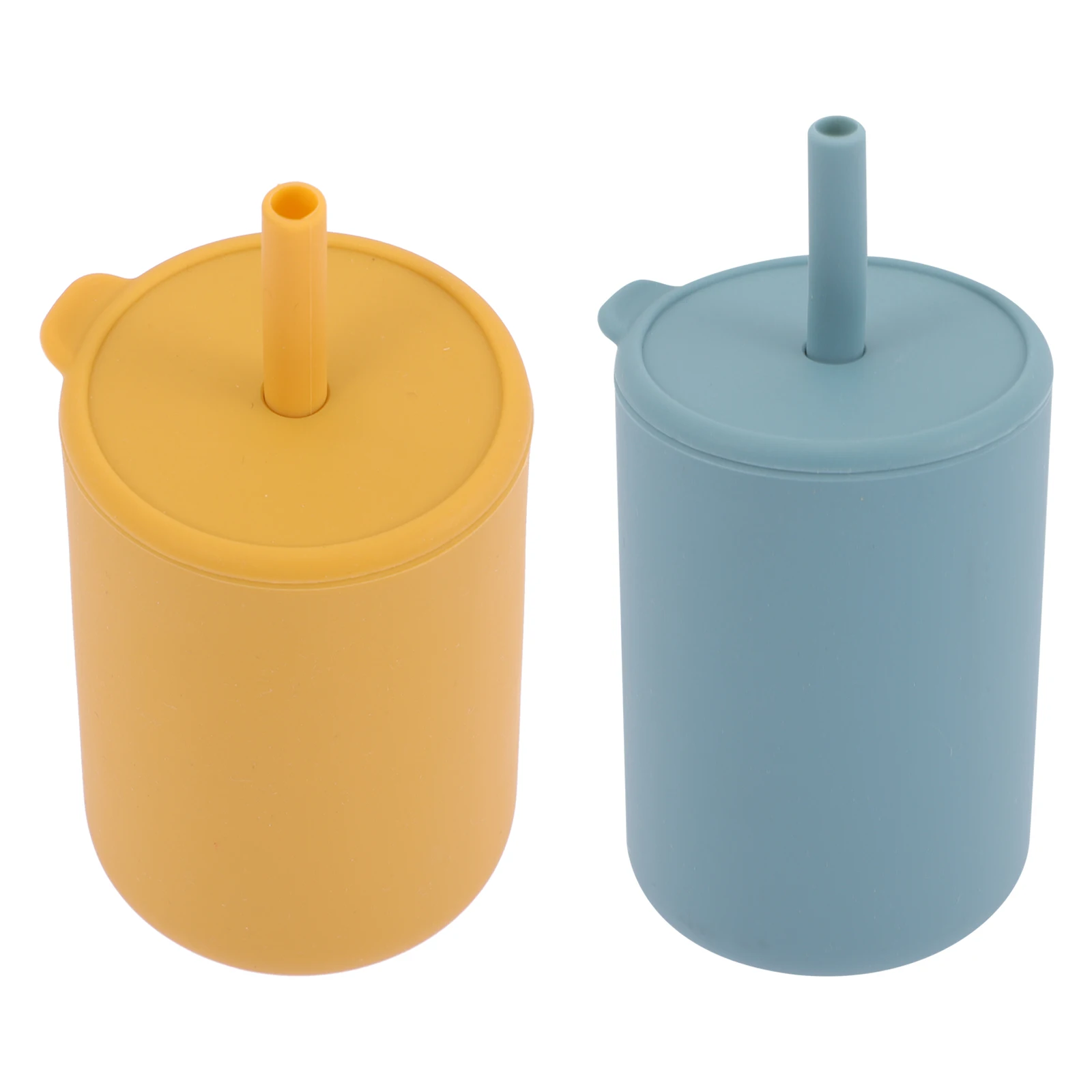 

2pcs Silicone Sippy Cups Straw Baby Toddler Water Bottle Children Feeding Food Grade Safe Non Spill Sturdy Smooth Edges