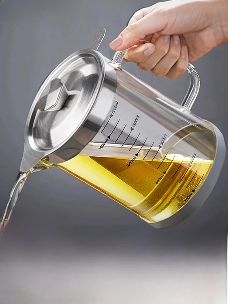 

Большая стеклянная бутылка для масла с фильтром, контейнер для хранения на кухне, без подтеков, для домашнего использования, европейский стиль, для чистого масла