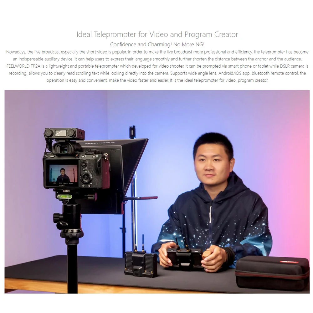 FEELWORLD TP2 Portable 8-inch Teleprompter Supports up to 8\