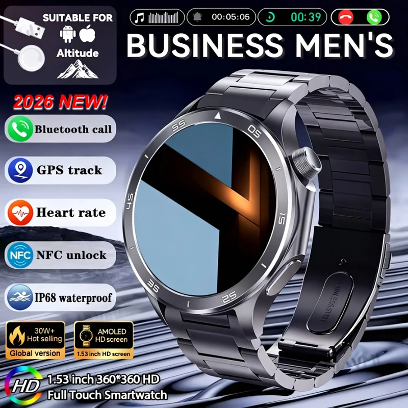 

2026 New For OPPO WATCH X2 Smart Watch 1.53" HD AMOLED Screen GPS Track Heart Rate Bluetooth Call Compass Waterproof Smartwatch