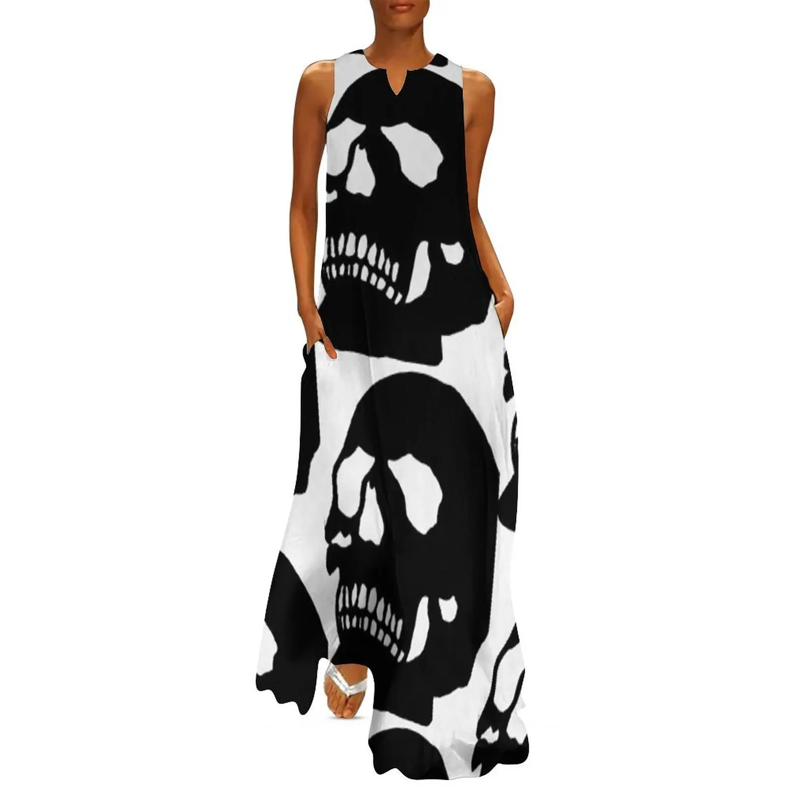 

Black and White Skull Long Dress party dresses women dress women summer 2025 evening dress woman