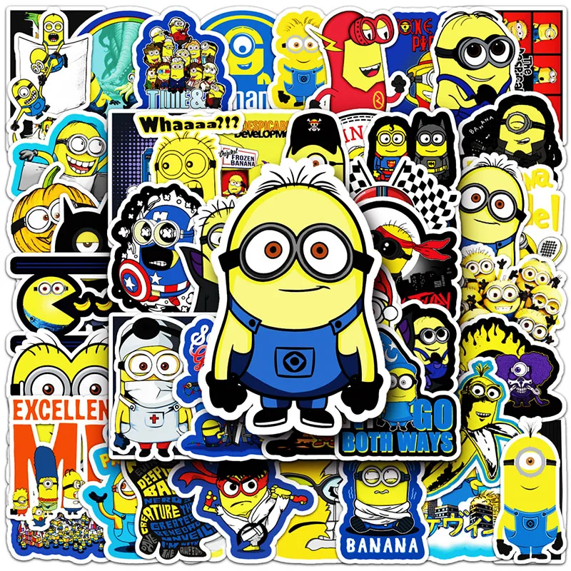 Minions impermeáveis dos desenhos animados adesivos, Despicable Me Graffiti Decal, Menino e Menina Presente, Fontes do partido, DIY, 50Pcs