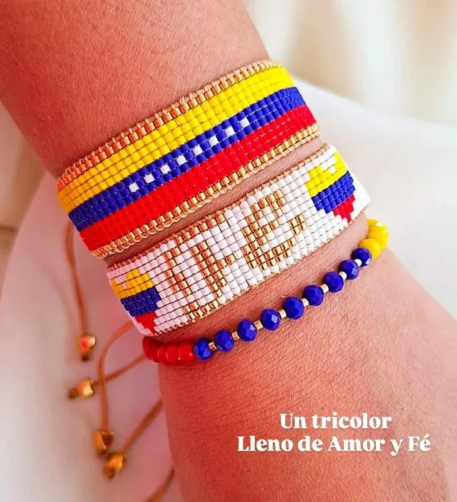 Handmade Venezuela bracelet, Venezuela flag bracelet, Venezuelan jewelry，heart star charm bracelet