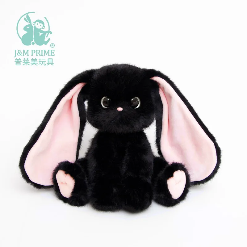 

J&M Fenny Long Ear Black Rabbit Plush Toy Fluffy Stuffed Bunny Doll Cute Gift For Kids Girls Boys Birthday Bedroom Decor
