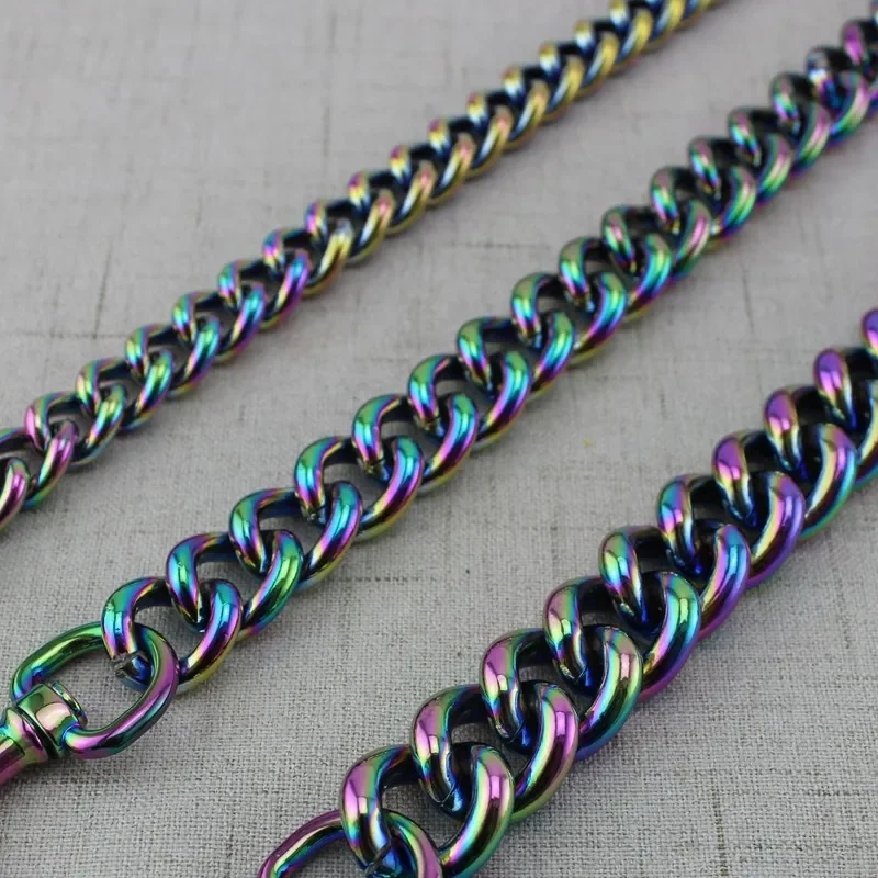 Rainbow lantern chain bag factory quality plating aluminum chain hardware accessories metal package chain rough