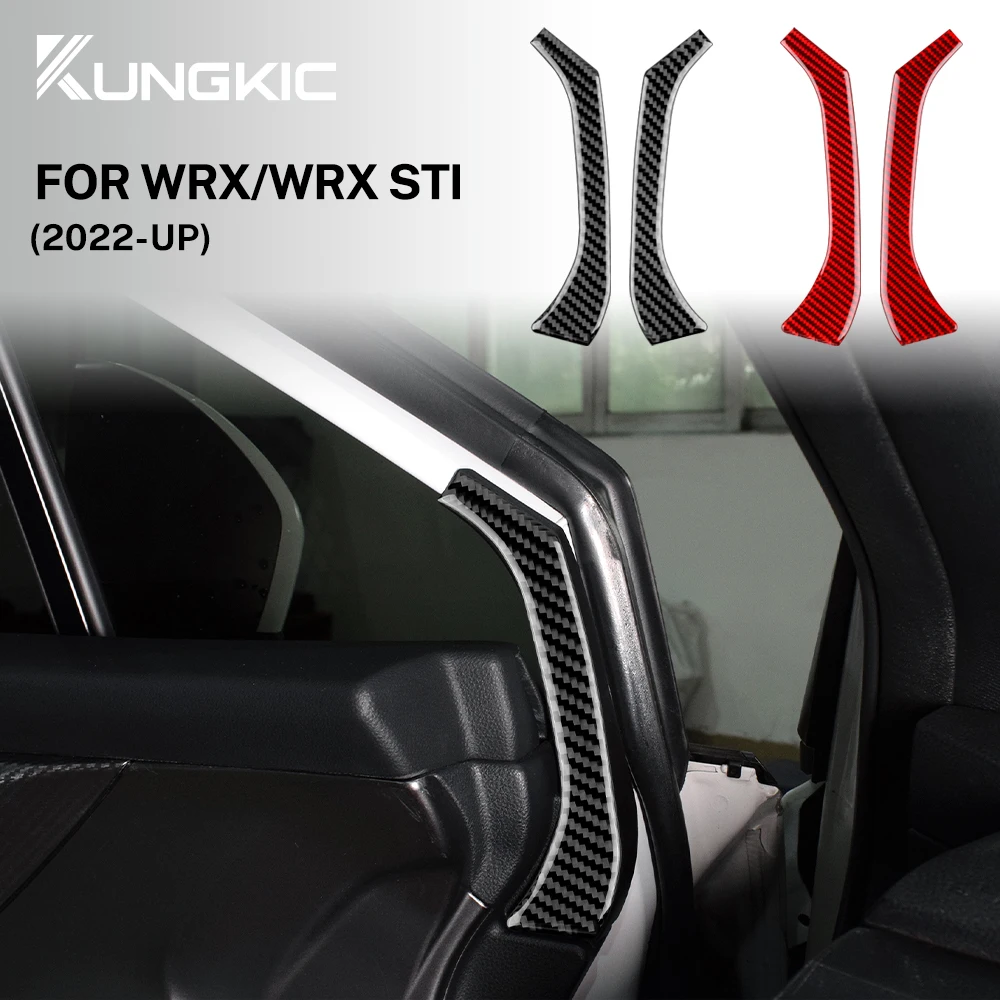 Real Soft Carbon Fiber Sticker For Subaru WRX/WRX STI 2022 2023 2024Car RHD LHD Inside Front Door Window Pillar Trim Accessories