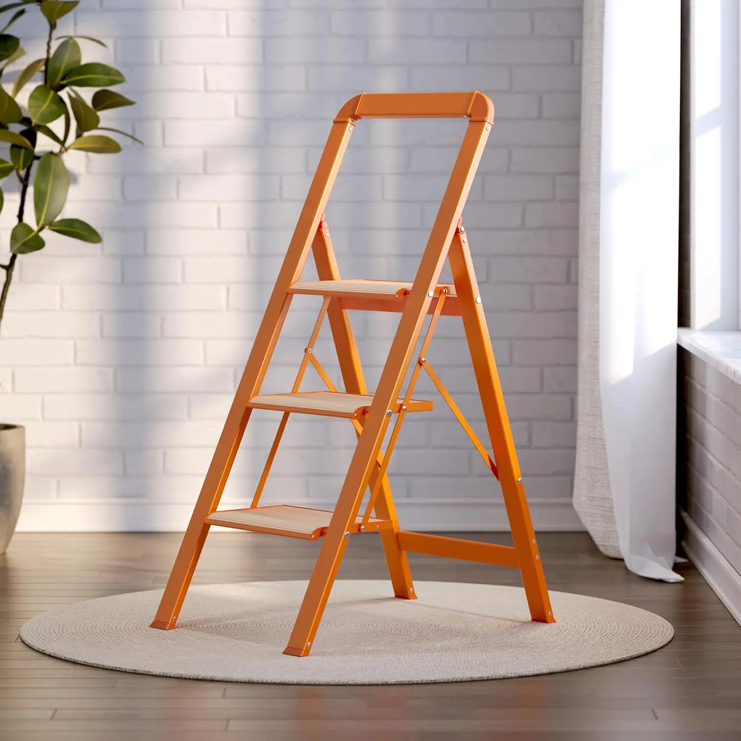 

3 Step Ladder, Folding Step Stool with Anti-Slip Pedal, 450 lbs Capacity, Lightweight for Home Kitchen Office