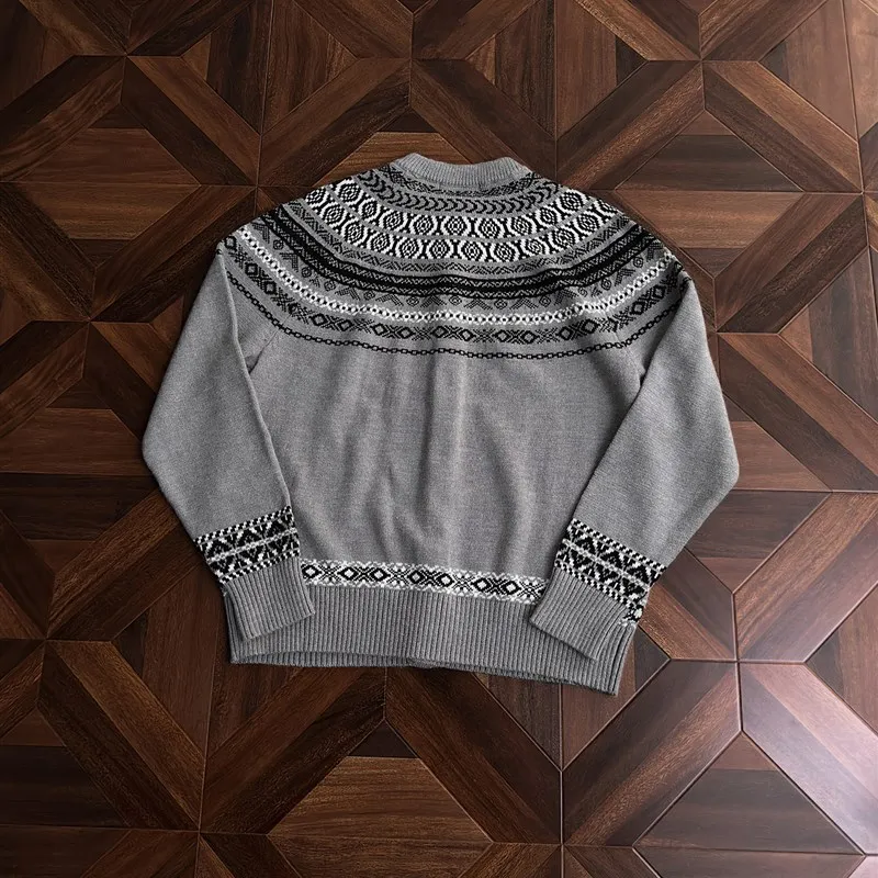 

Свободный мужской вязаный кардиган, повседневный свитер с открытой рубашкой и цветочным узором, осень-зима, американский ретро Sle Lazy Faion