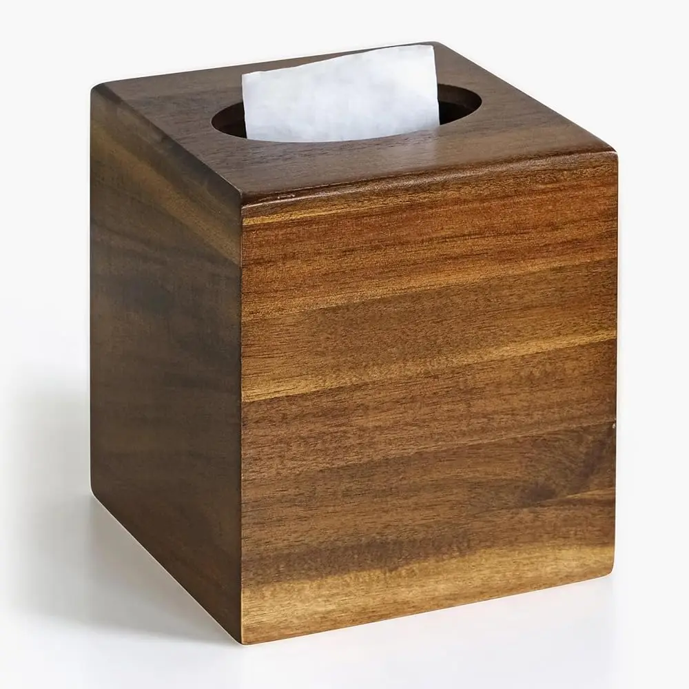 

Деревянная крышка для коробки для салфеток, квадратная, из акации, декоративный деревянный держатель для салфеток в форме куба с выдвижным лотком