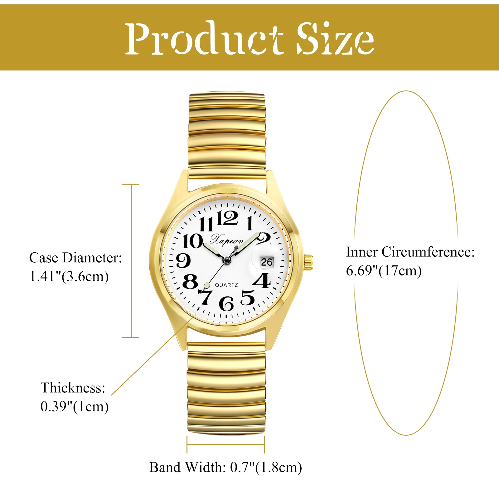 Relógio digital à prova d'água com cinta elástica, pulseira de aço dura, quartzo analógico, ponteiros luminosos, calendário dourado, dia dos namorados presentes