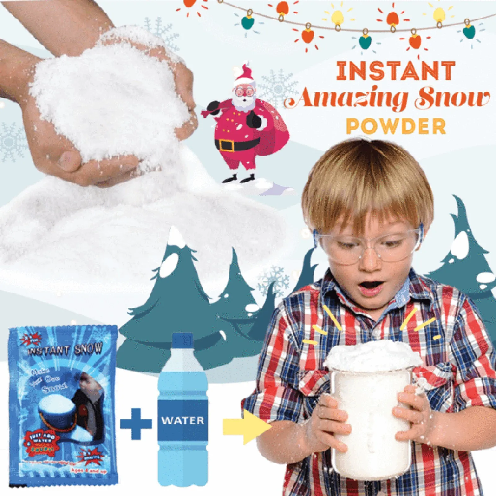 2/4/8 bolsas de copos de nieve falsos, complemento instantáneo de nieve para relleno absorbente, polímero DIY, decoración navideña, nieve Artificial esponjosa para niños