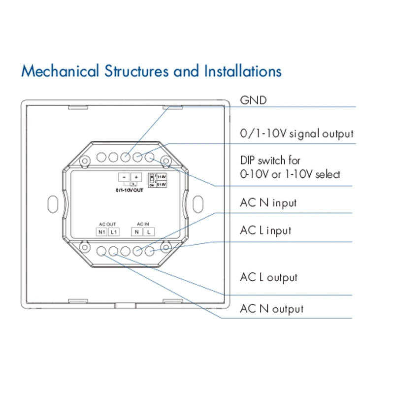 KL Rotary Panel 0-10V LED Dimmer AC110V  220V High voltage input/relay output support push and long push Dimming range 0 -100%