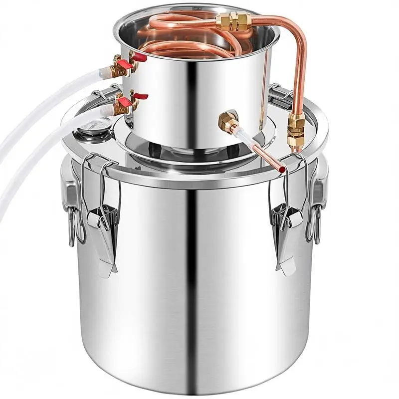 Alcohol Still 13.2Gal/50L, Alcohol Distiller with Circulating Pump, Alcohol Still Copper Tube, Whiskey Distilling Kit with Build-In Thermometer, Whiskey Making Kit for DIY Alcohol, Stainless Steel
