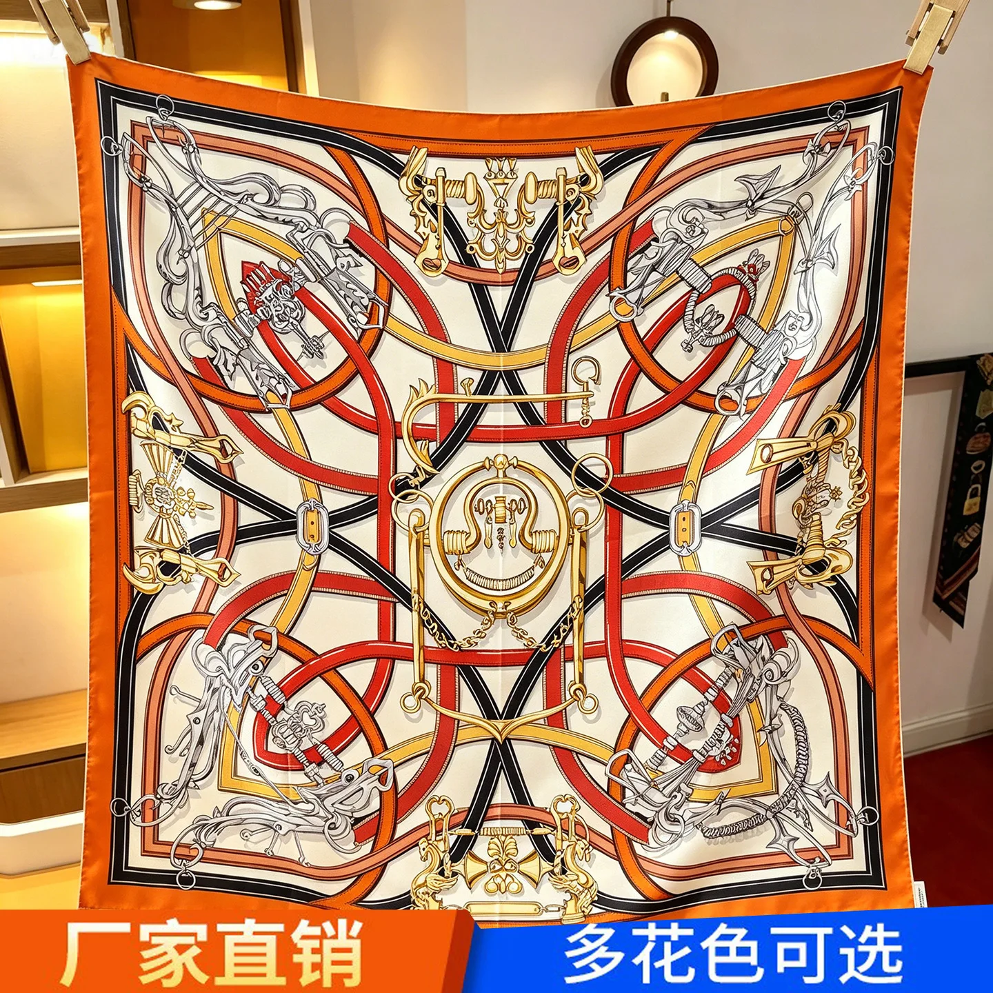 High-end Elegant Women's Exquisite Multi-print Series of High-quality 14MM Twill Silk Hand-rolled Edge Large Square Scarf Shawl