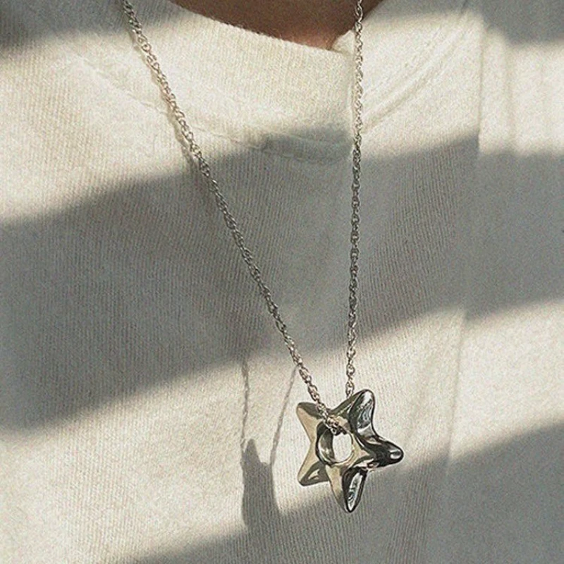 Simple Trendy Star Hollow Choker Necklace Pendant Neck Jewelry Accessories Women Men's Fashion Party Chain Necklace New 2026