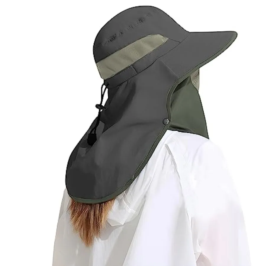 

Outdoor Sun Hat Detachable Neck Face Flap UPF 50+UV Protection Visor Fishing Hats with Neck Flap for Men and Women