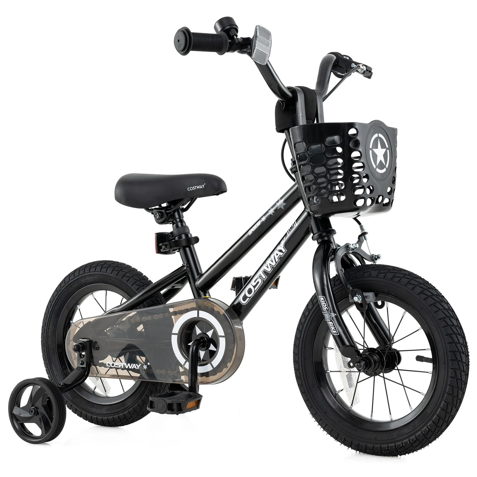 

12" Kid’s Bike with Training Wheels Adjustable Handlebar & Seat Handbrake