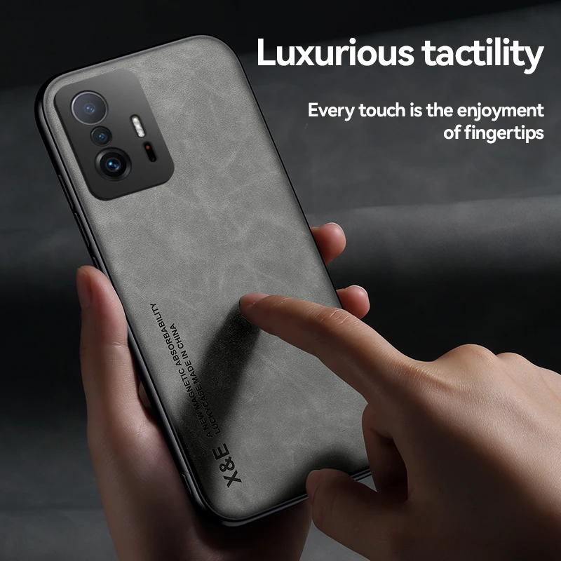 For Xiomi 11T Pro case Leather Texture Car Magnetic Holder Phone Case For Xiaomi 11T Mi11T Mi 11 T Pro Xiaomi11T Soft Back Cover image 3