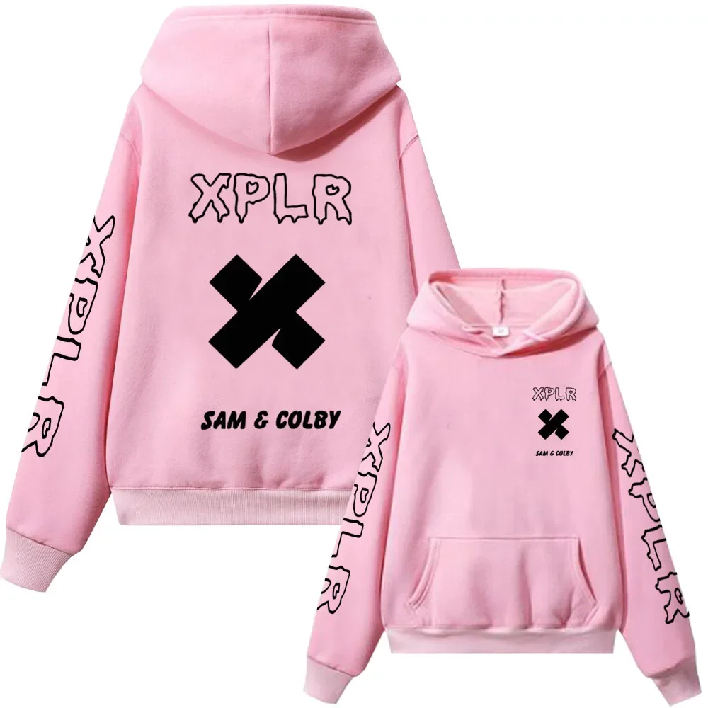 Xplr Hoodie Sam and Colby Chainlink Merch Heart Shaped Print Sweatshirt Men Women Long Sleeve Pullover