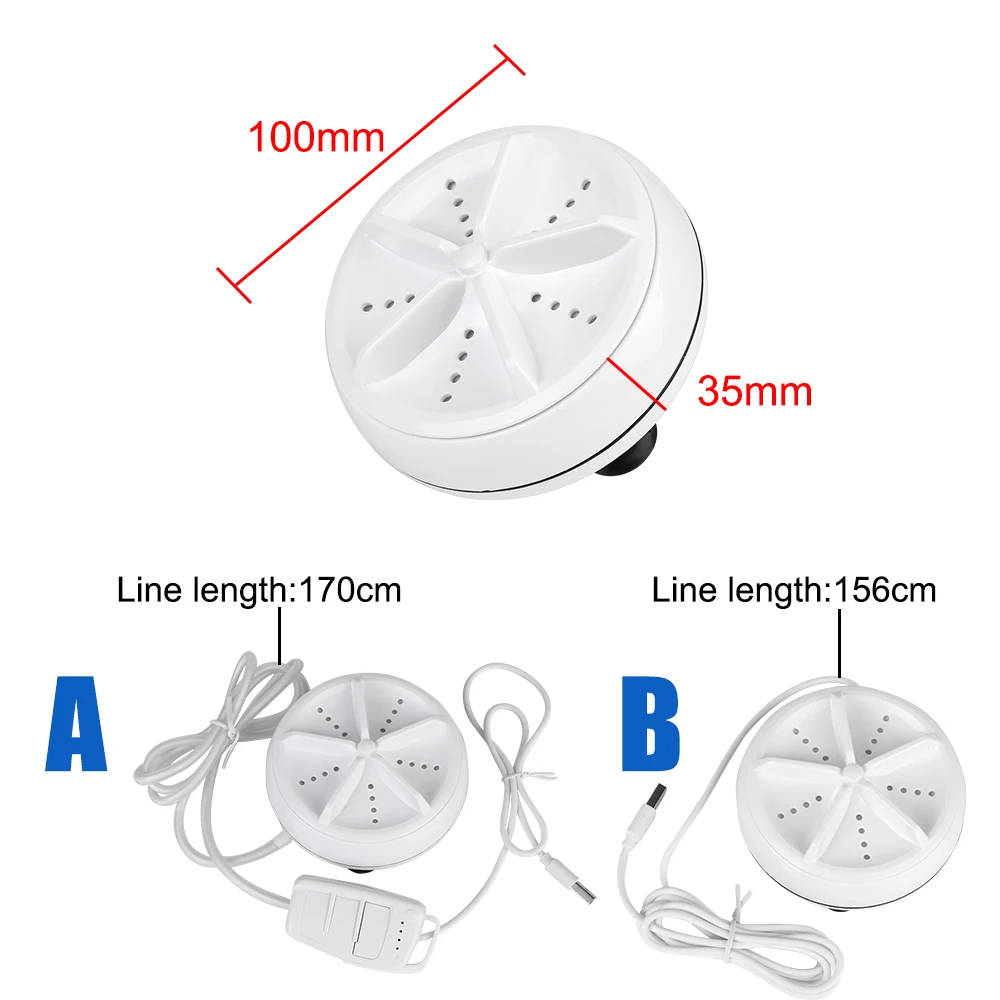 Portable Mini Ultrasonic Washer for Home Travel Business Trip with USB Cable Multifunctional Cleaning Washing Machine