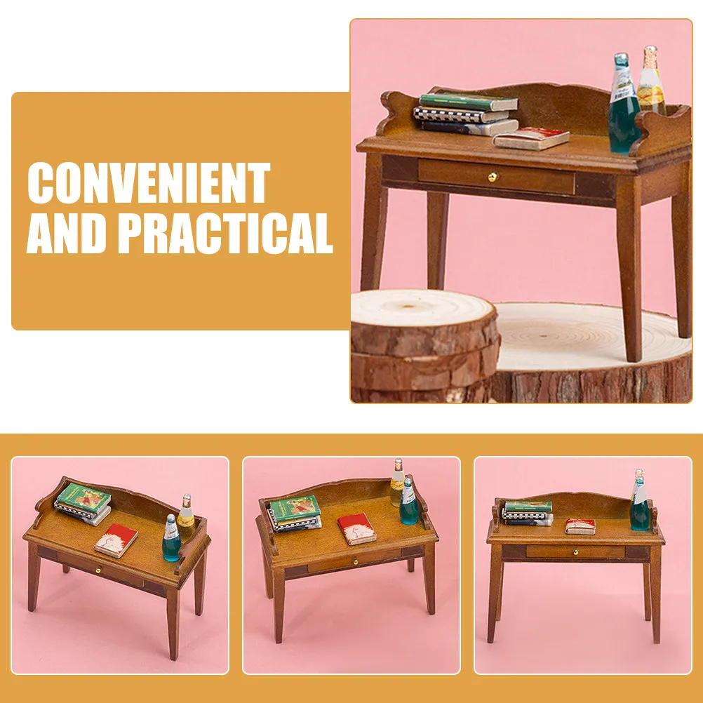

Миниатюрный деревянный столик для кукольного домика, письменный стол, декоративный аксессуар для маленького домика, украшение для спальни, мини-стол