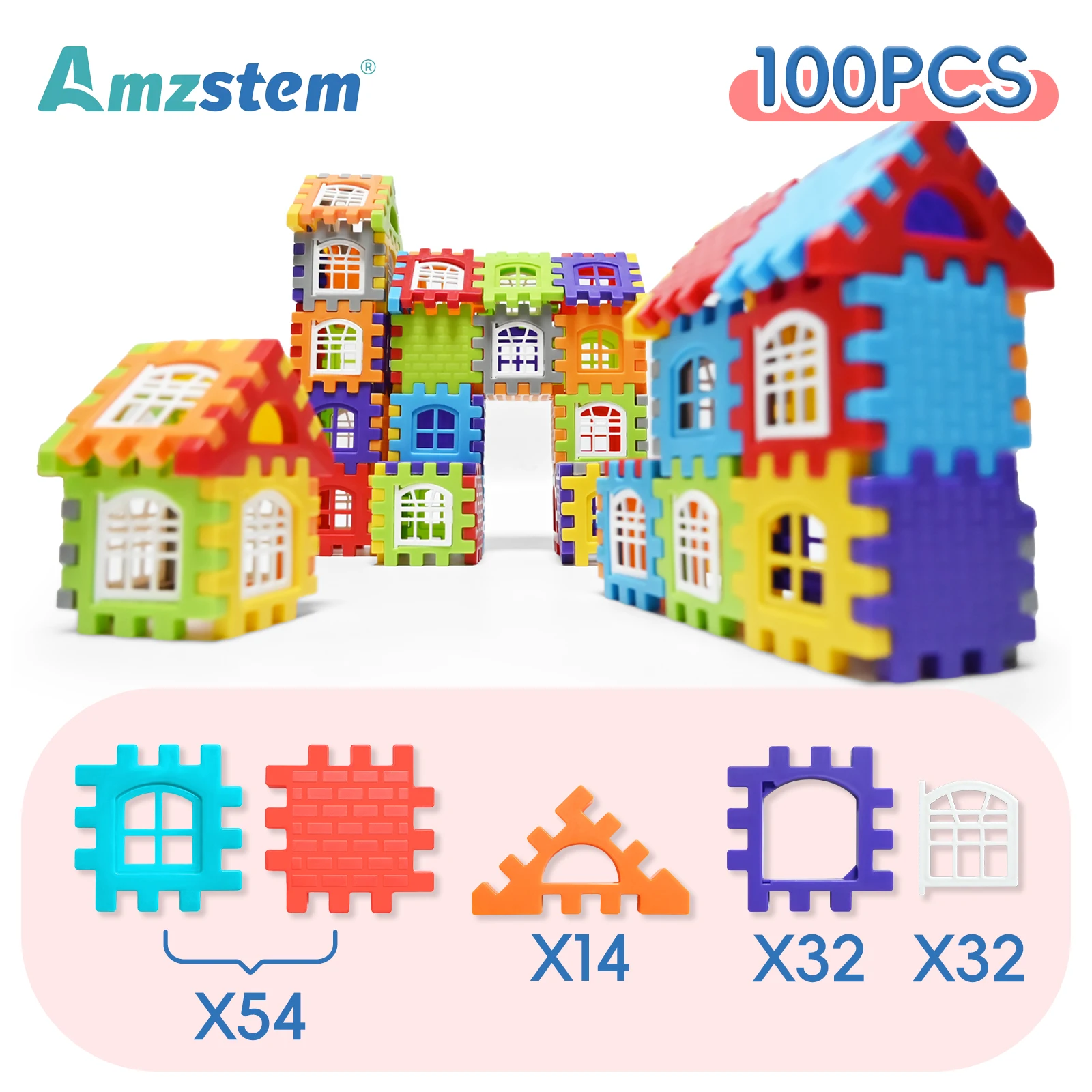 140-25PCS Grootschalige Huis Bouwstenen Simulatie Venster Ontwerp Bouwset Kleuterschool Speelgoed Voor Jongens En Meisjes Gift