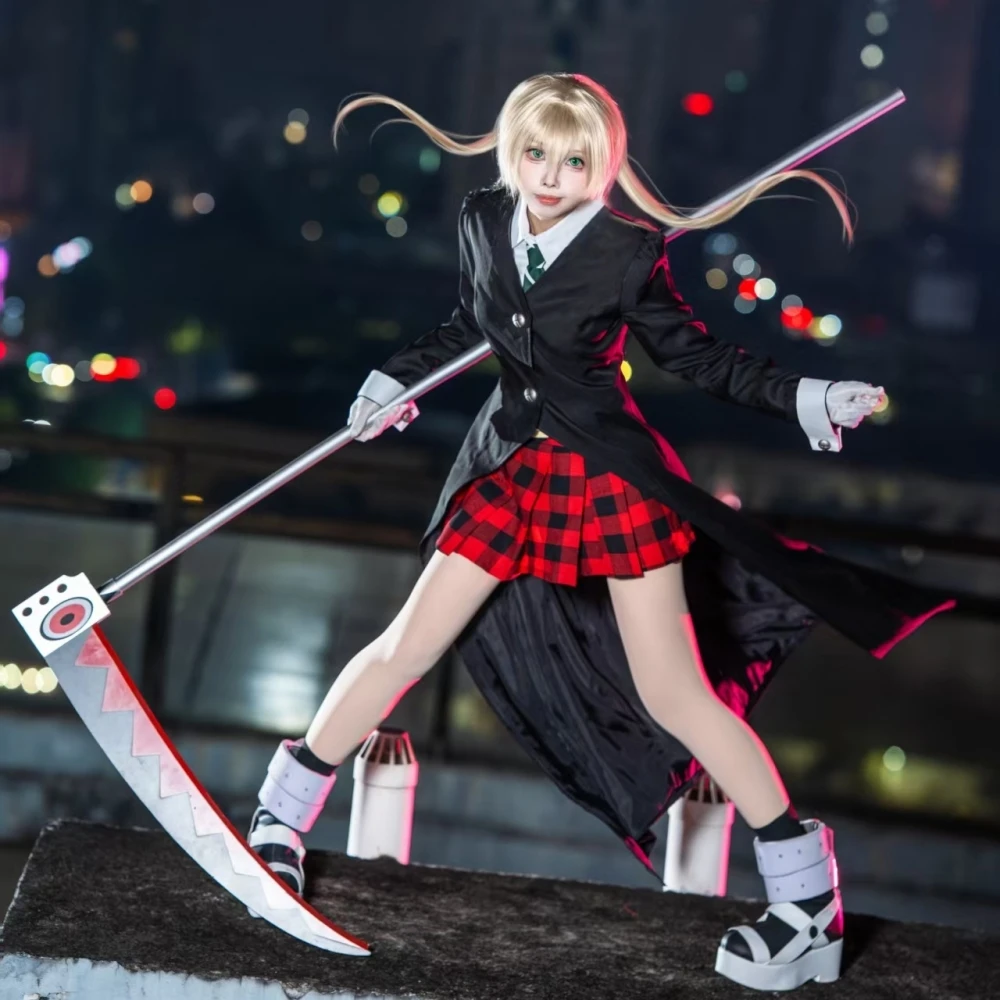 

MMGG Halloween Anime Souling Eateries Maka Albarn Cosplay Costume Shirt Vest Skirt Tie Gloves Jacket For Party Adult Plus Size