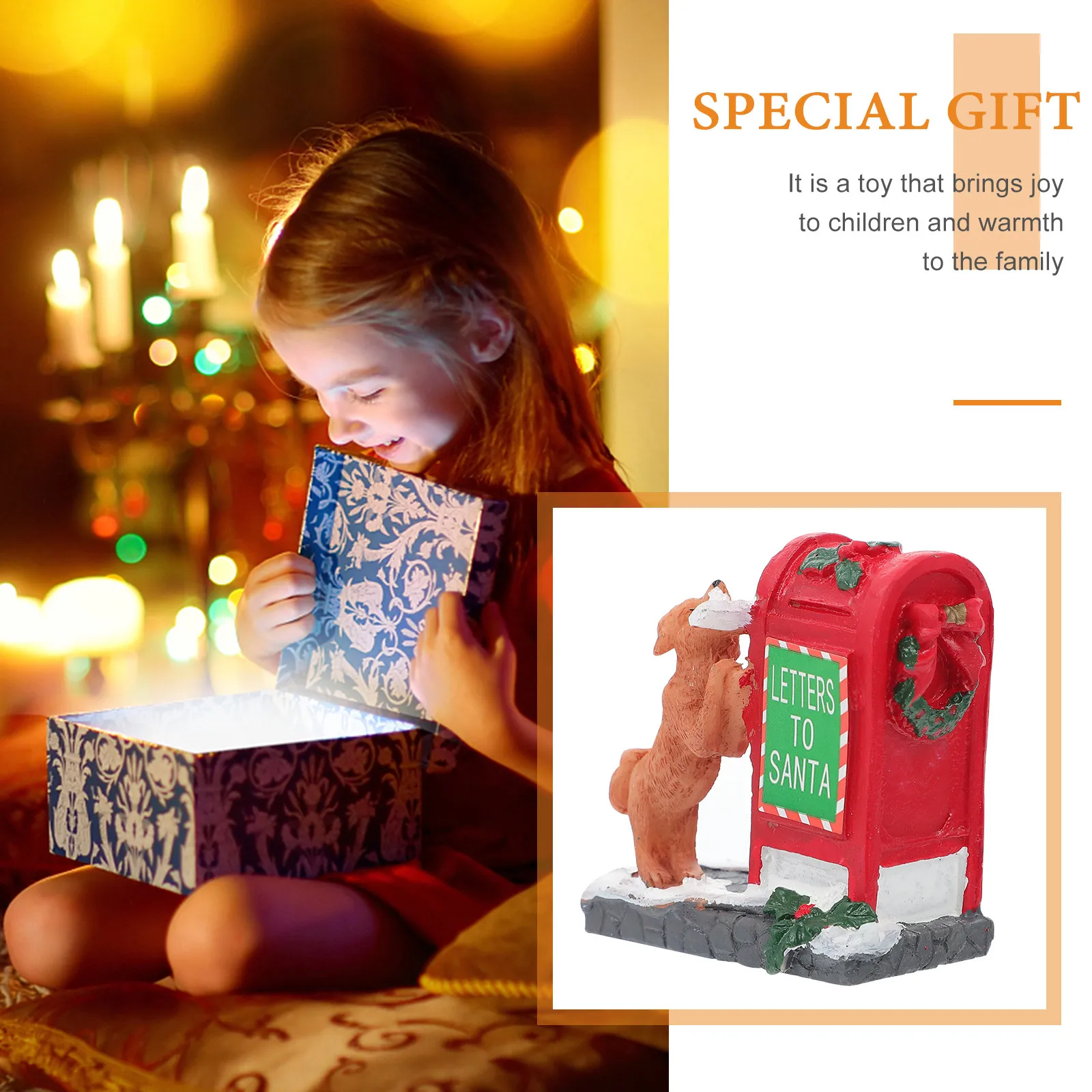 Mini Christmas Scene Decor Red Mailbox and Dog Ornament Tabletop Display Cake Topper Holiday Decoration
