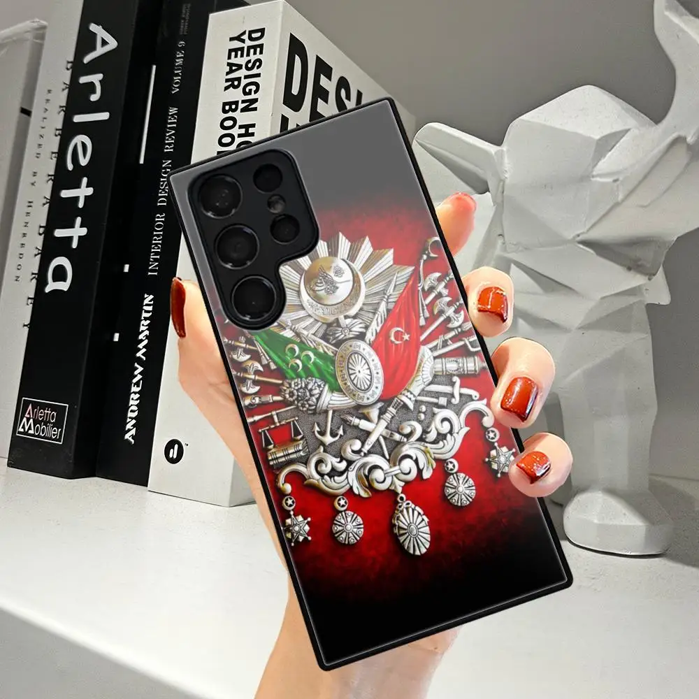 Turkish Flag Wolf Totem Phone Case For Samsung Galaxy S24 Ultra S23fe S22 S20 S21 Plus A54 A34 A15 25 35 A55 Tempered Glass Cove