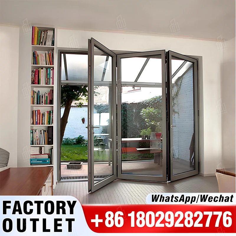 2024 China High Quality Interior Narrow Frame Glass Folding Door Living Room Bedroom Partition Door