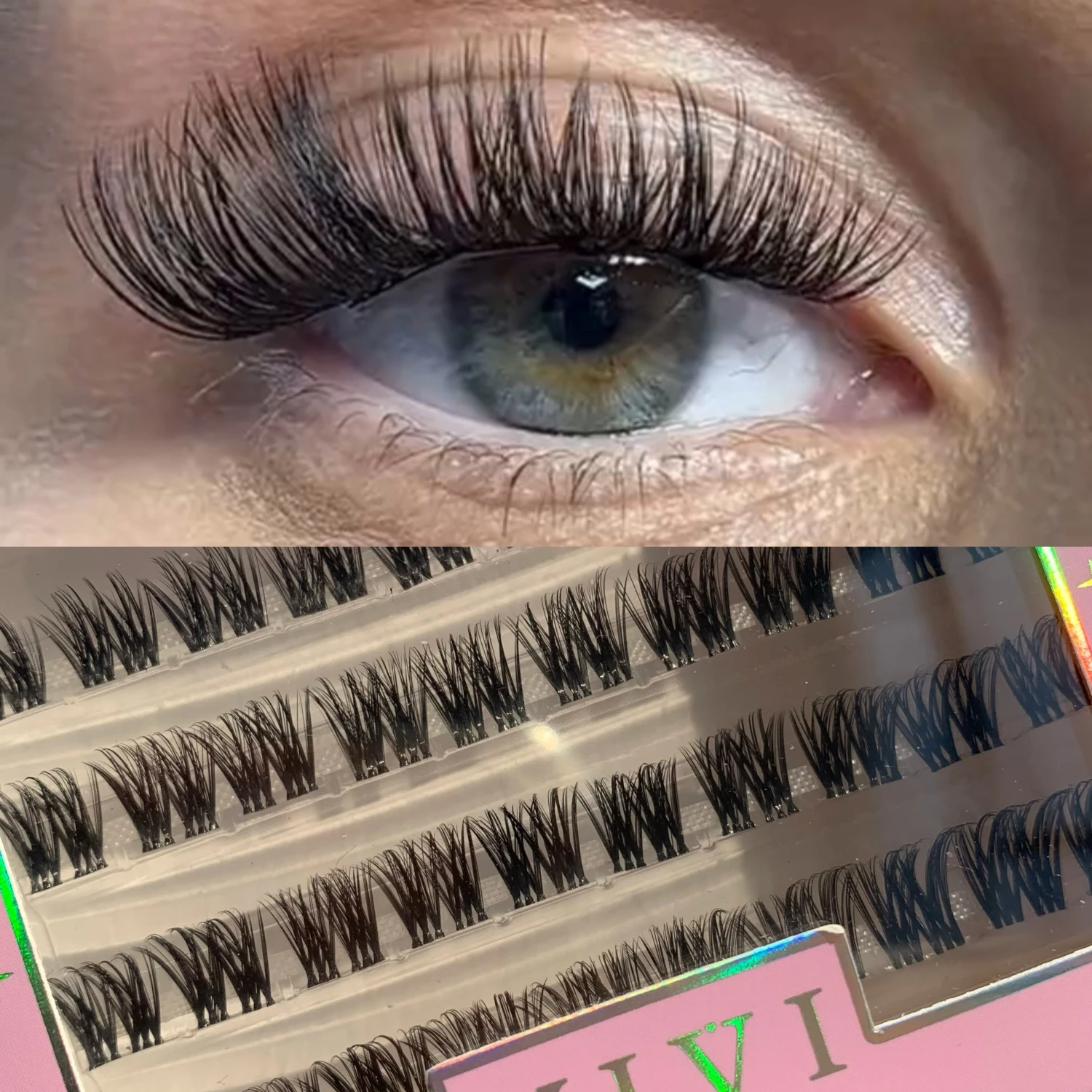 

DIY 40 Cluster Lashes Segmented Beam Natural C Curl Individual Mink Eyelashes Makeup Supplies at home