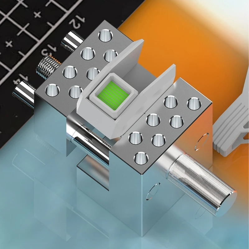   Narzędzie do mocowania materiałów dla hobbystów z elastycznym pozycjonowaniem 360 stopni i szczękami odpornymi na zarysowania do precyzyjnych obróbek metalowych.