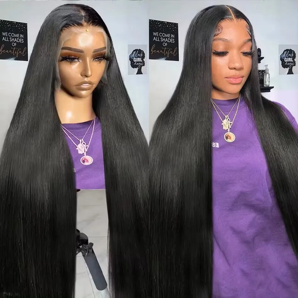 50 52 Inch 200 Density Bone Straight 13x4 Lace Front Human Hair Wigs For Black Women Brazilian 13x6 Transparent Lace Frontal Wig