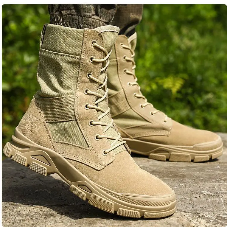 Spring And Autumn Desert Breathable Wearable Worker New Outdoor Sports Hiking Anti-Skid Shock Absorption Military Men \'S Boots