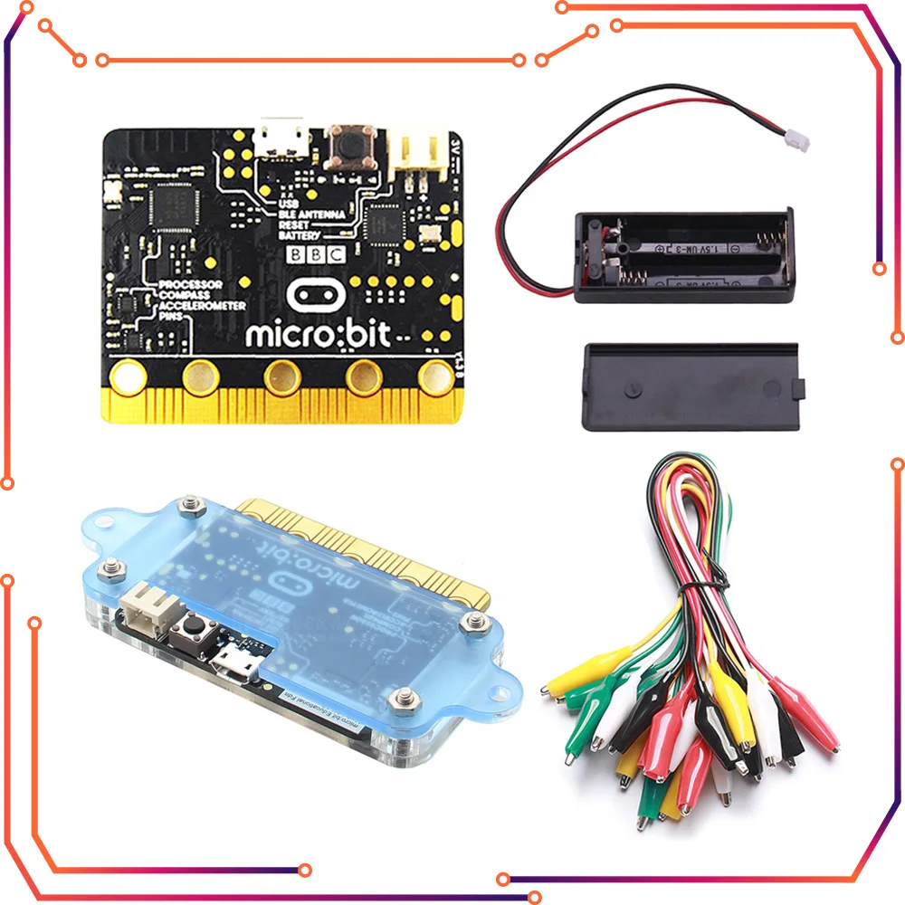 BBC Micro:bit Starter Kit with Micro bit Acrylic case +Micro bit battery case Alligator Clips MBIT3