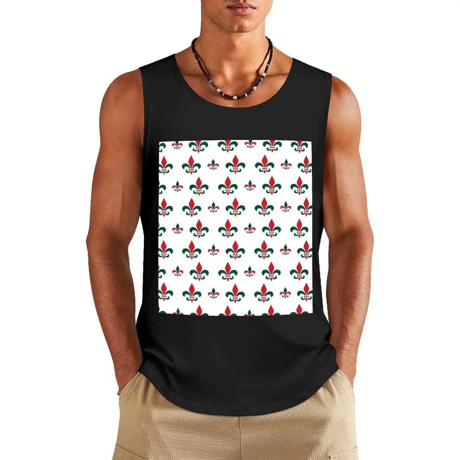 

Christmas Fleur de Lis Pattern Tank Top gym training accessories sleeveless shirt man gym