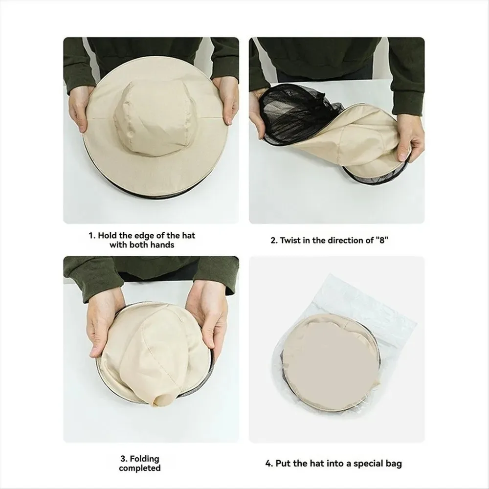 Professional Thickened Mesh Beekeeping Hat Foldable with Brim Mosquito Net Hat Sunscreen Anti UV Fishing Cap Outdoor Fishing view 6