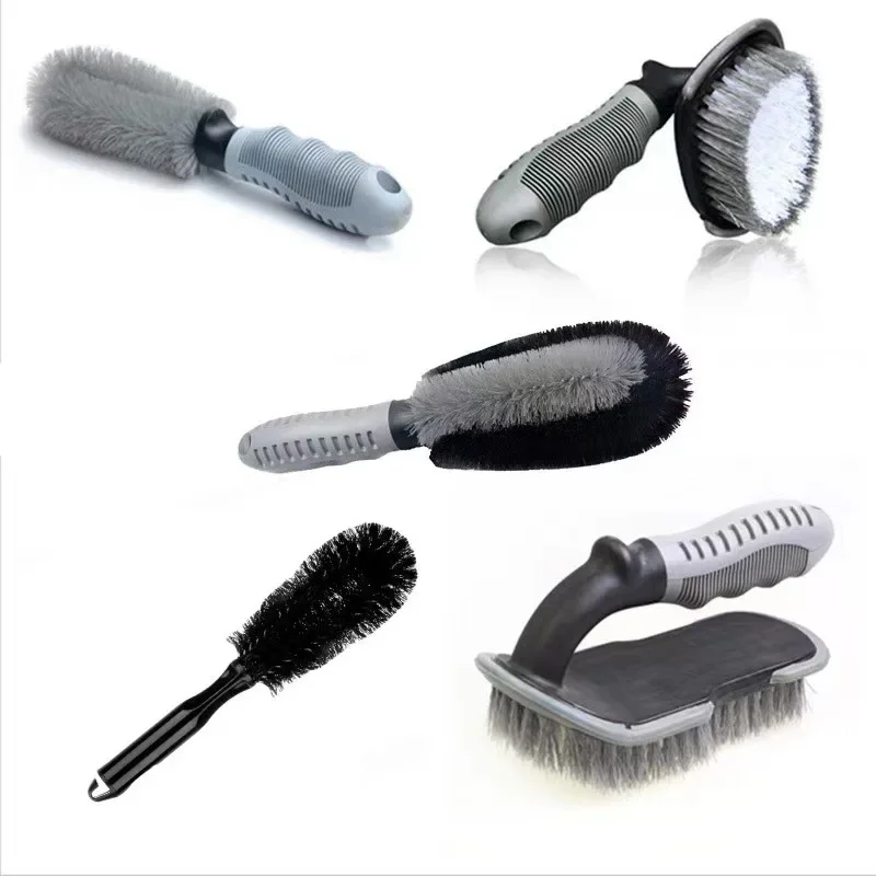 Car Wash Cleaning Brush Car Beauty Wheel Hub Gap Cleaning Tool Brush T-bend Handle Brush Car Special Tire Brush car wash