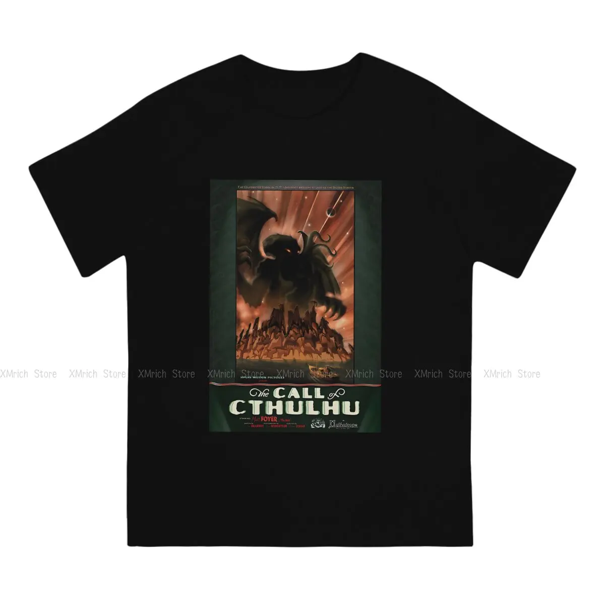 Creative TShirt for Men The Call Of Cthulhu Movie Poster Round Neck Pure Cotton T Shirt Personalize Birthday Gifts Tops