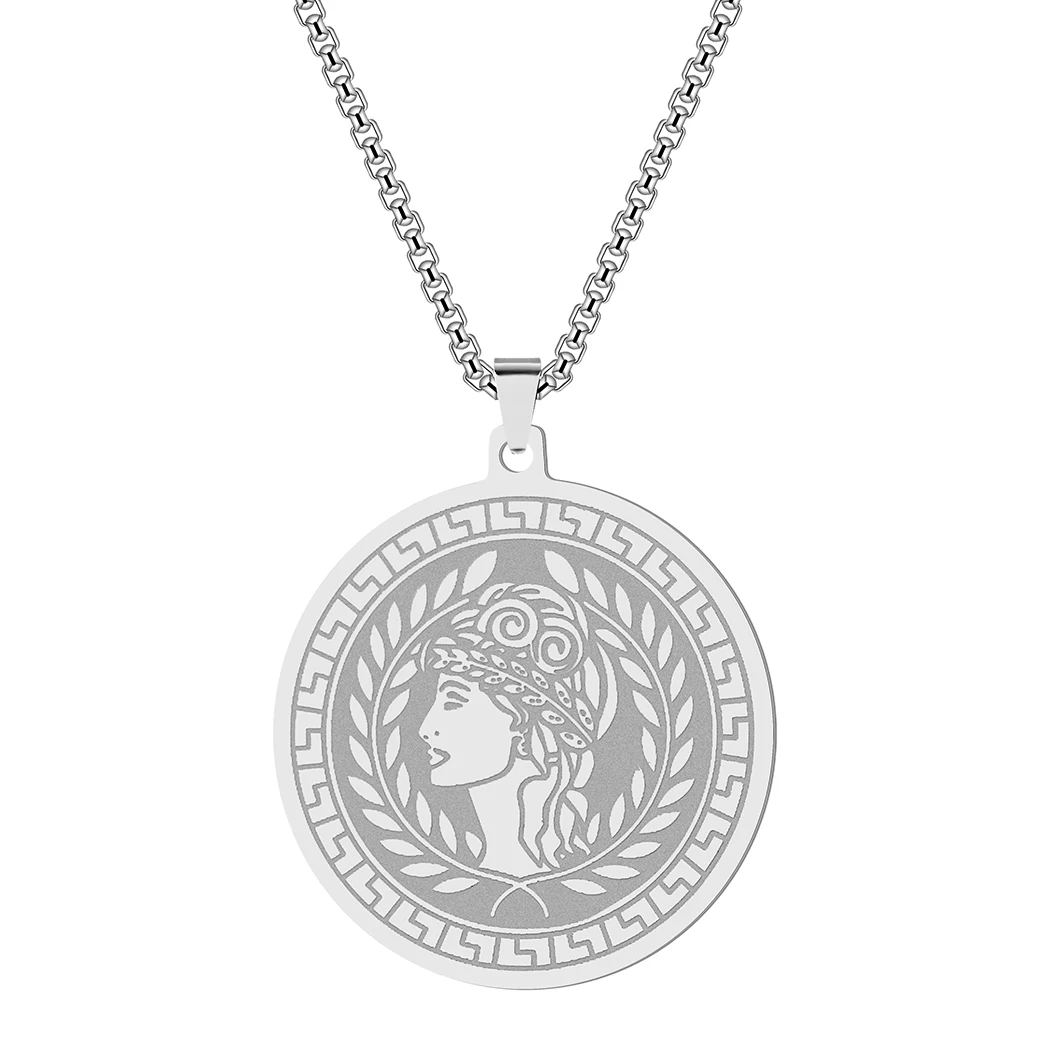 Stainless Steel Athena The Goddess Of Wisdom Pendant Necklace For Women Mythology  Greek Jewelry Wedding Gift