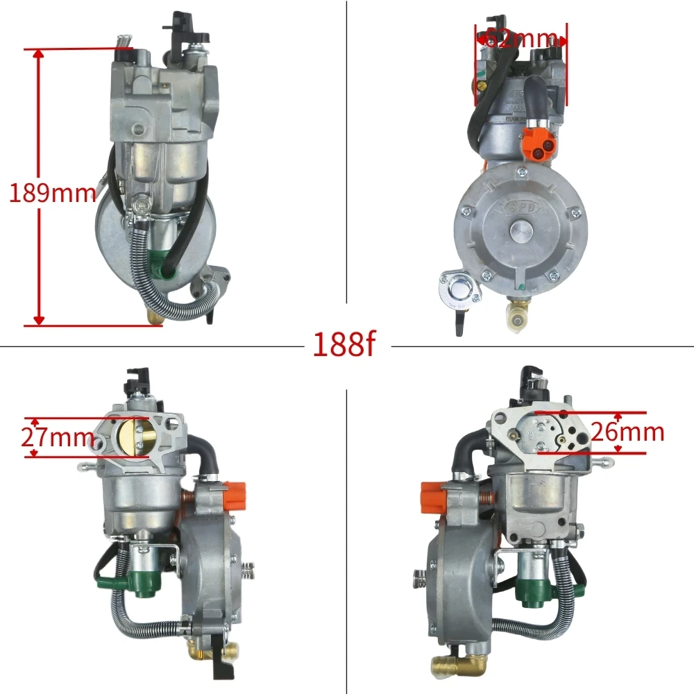 188F Dual Fuel Carburetor LPG CNG Gas Conversion Carb For GX340 GX390 GX420 11HP-16HP Generator Motor