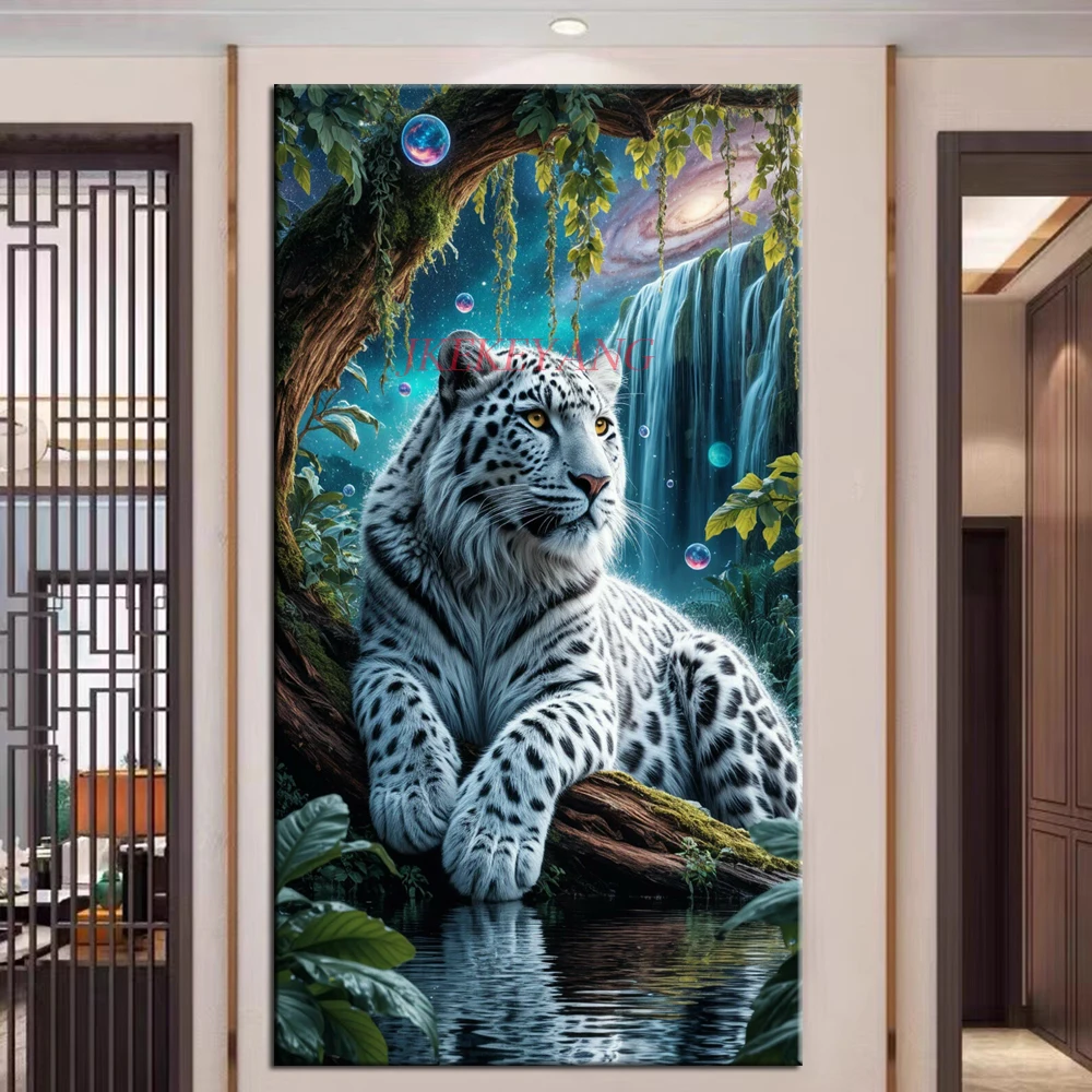 

Beautiful White Tiger Waterfall Picture DIY Diamond Painting Cross Stitch Full Drills Diamond Mosaic New Collection Home Decor