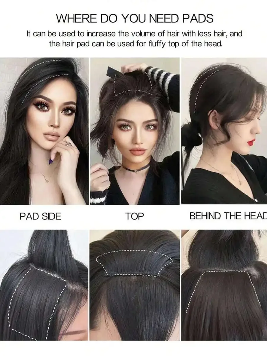 

Invisible Root Volumizer Clip-In Hair Extension Straight Top Padding Piece For Volume Boost