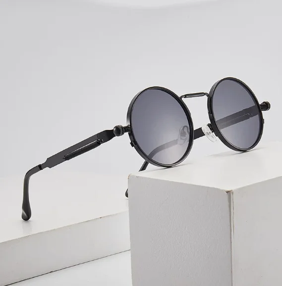 Vintage Punk Style okulary przeciwsłoneczne męskie Retro okrągła metalowa rama damskie okulary przeciwsłoneczne modne okulary Gafas sol mujer UV400