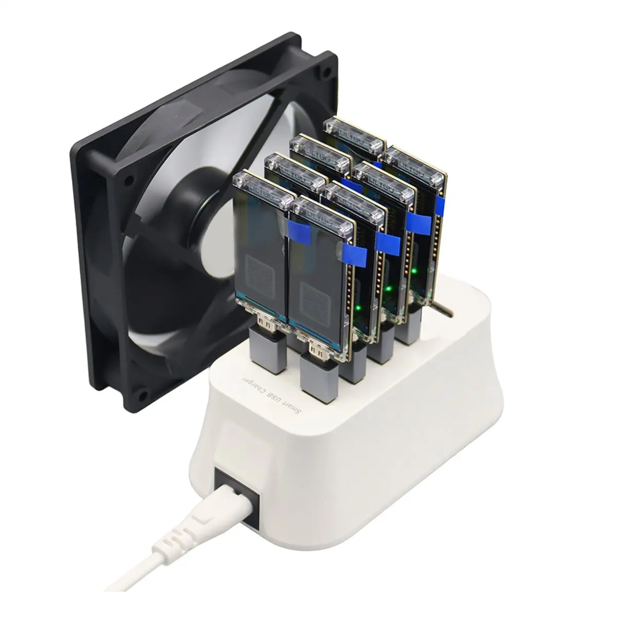 Super Sale NerdMiner V2 Bitcoin Solo Miner 780kh/S with T-DISPLAY-S3 and 8 Port USB Hub, Efficient BTC Mining Station UK PLUG